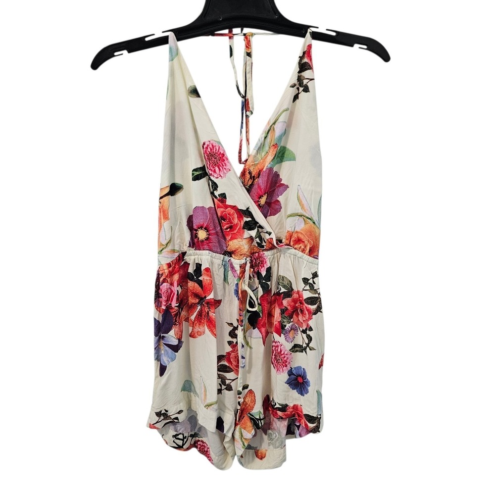 Luxxel Tropical‎ Floral Romper  Women's Small White